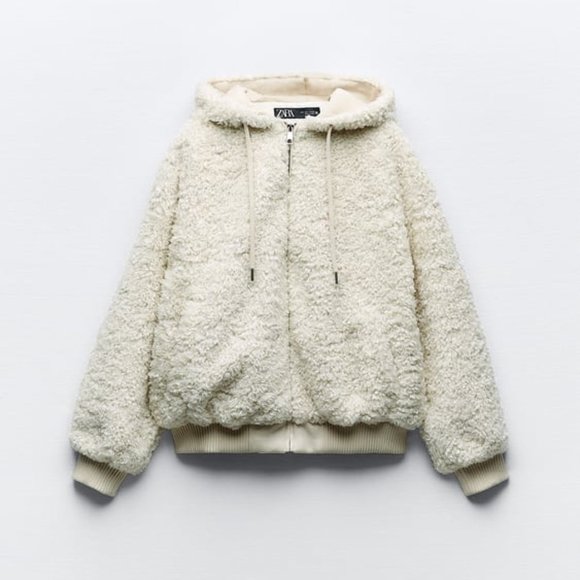 BLOGGER'S FAVE! Zara Hooded Teddy Coat NWT - Picture 1 of 12